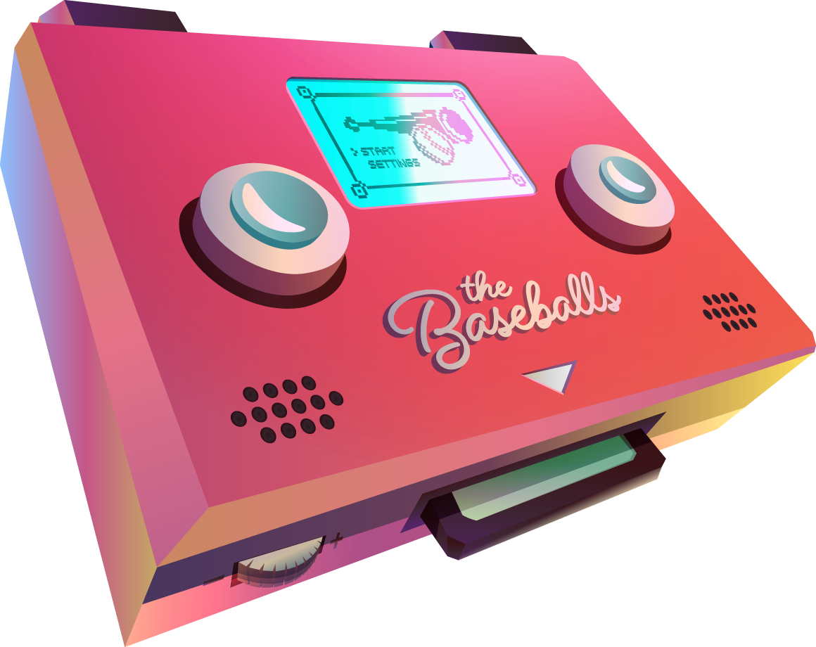Console de jeu vidéo. La console s'appelle The Baseballs.