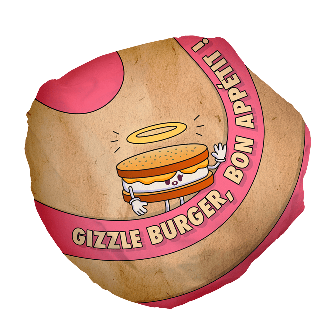 Un burger dans un emballage rose