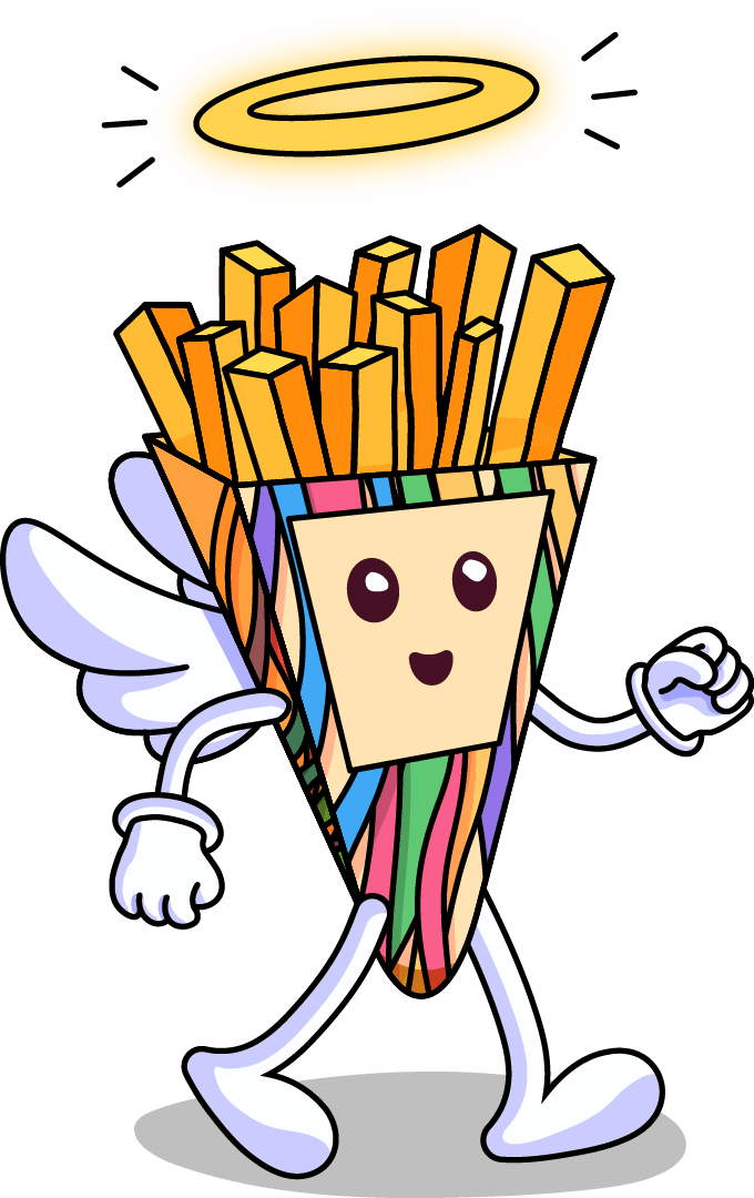 Personnage de cône de frites heureux